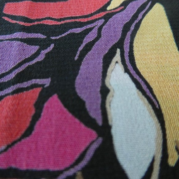 Vintage Secretary Dress Mixed Floral Stripes Pleated Skirt V Back USA - Picture 9 of 9